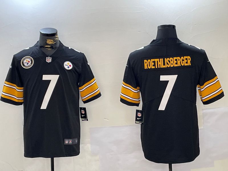 Men Pittsburgh Steelers 7 Roethlisberger Black 2024 Nike Vapor Limited NFL Jersey style 1